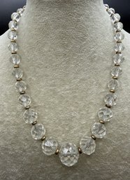 Antique Czech Glass Faceted Graduated Bead Necklace
