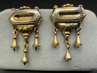 Antique Victorian Gold Filled Etruscan Earrings With New Posts Backs