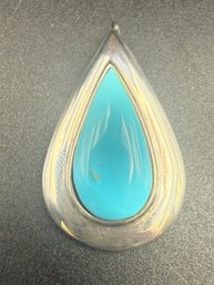 Sterling Silver .925 Navajo Thomas Charay Turquoise Pin / Pendant -.41 TOZ