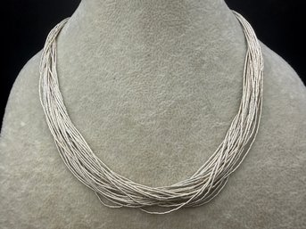 Sterling Silver .925 Native American Liquid Multi Strand 15 Inch Choker Necklace - .69 TOZ