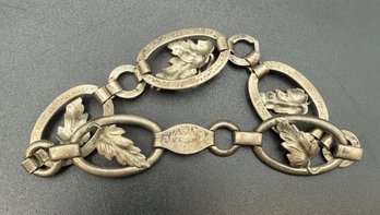 Sterling Silver .925 Vintage Wells Leaf Link Bracelet - .47 TOZ