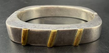 Sterling Silver .925 Vintage Taxco Laton TS-75 Hinged Bangle Bracelet - 1.65 TOZ