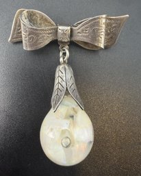 Silver Tone Coro Floating Opal Dangle Pin Brooch - 0.380 Oz.