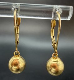 14KT Yellow Gold Drop Ball Earrings - 0.85 Grams