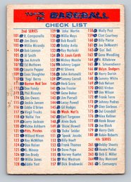 1956 TOPPS Series 1 Baseball Checklist Card - Poor