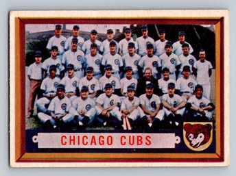 1957 Topps Chicago Cubs With Ernie Banks Baseball Team Card - EX