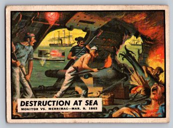 1962 Topps Civil War News Destruction At Sea Card - VG