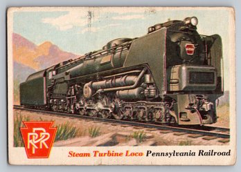1955 Topps Rails And Sails Steam Turbine Loco Pennsylvania Railroad Card - Good