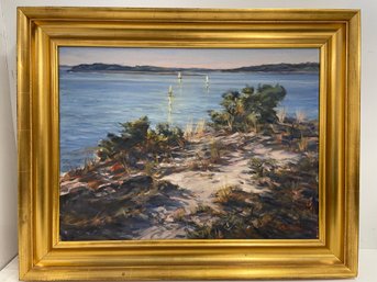 JUDY HARMON Framed Oil On Canvas Cape Cod WELLFLEET BAY MORNING Painting