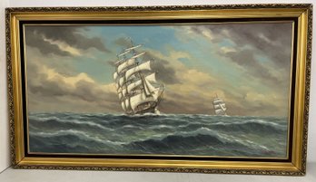 Large Framed Oil On Canvas Painting By JOSEPH GLOTZER - Cape Cod Artist