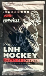 1991-92 Pinnacle NHL Hockey Card Unopened Sealed Pack - Scarce French Canadien Verison