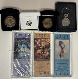 1990s-00s New England Patriots Memorabilia Lot Tickets Coins Super Bowl