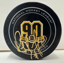 2014 Stanley Cup Playoffs Ray Bourque Signed Autographed Bruins Hockey Puck
