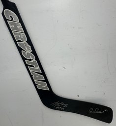 Gerry Cheevers Gilles Gerbert Signed Autographed Boston Bruins Goalie Stick