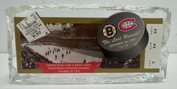 1995 Boston Bruins Final Game Boston Garden Ticket Last Hurrah Display