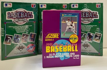 (4) 1990s Score Upper Deck Baseball Card Factory Sealed Hobby Box Lot
