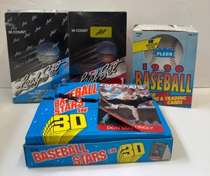 (4) 1980-90s  Topps Fleer Leaf Baseball Card Factory Sealed Hobby Box Lot