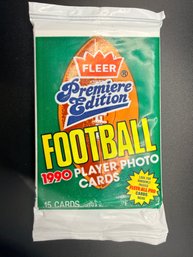 1990 Fleer Football Card Unopened Sealed Pack - 1st Year
