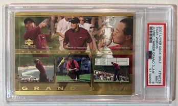 2001 Upper Deck Golf Tiger Woods Jumbo Grand Slam Golf Card PSA 9 Mint