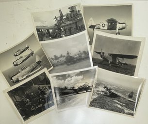 (8) 1940s - 1950s Black & White Photographs Of Military Jets And Airplane