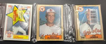 1987 Topps Baseball Card Sealed Unopened Rack Pack - Possibly Bo Jackson Rookie - Dale Murphy On Top