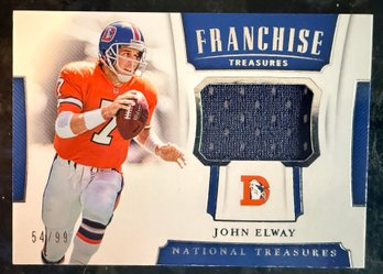 2018 Panini John Elway National Treasures Franchise Treasures Game Used Jersey Card - #54/99 - EX/MT