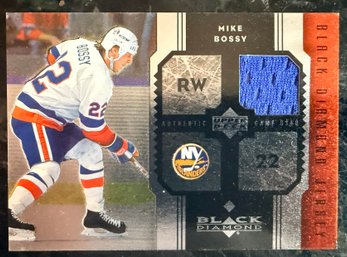2005-06 Upper Deck Black Diamond Mike Bossy Game Used Jersey Hockey Card  - NM/MT #17/100