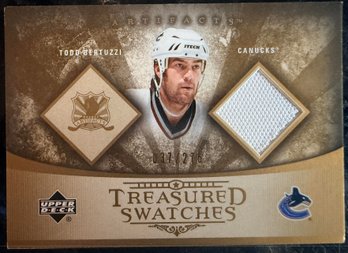 2005-06 Upper Deck Artifacts Todd Bertuzzi Treasured Swatches Jersey Hockey Card - EX/MT