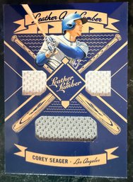 2019 Leather And Lumber Triple Jersey Relics Corey Seager Insert Card - MINT