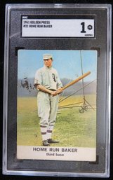 1961 Golden Press Home Run Baker Baseball Card SGC 1