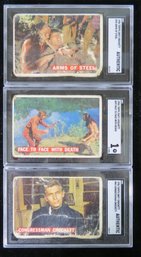 (3) 1956 Topps Davy Crockett Trading Cards - All SGC Graded