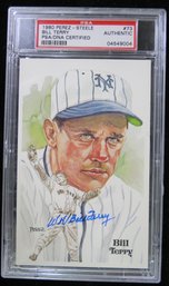 Bill Terry (D. 1989) Signed Autographed Perez Steele Baseball Postcard - PSA