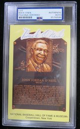 Buck O'Neil (D. 2006) Signed Autographed Gold Hall Of Fame Plaque Postcard - PSA