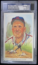 Enos Slaughter (D. 2002) Signed Autographed Perez Steele Baseball Postcard - PSA