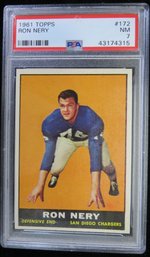 1961 Topps #172 Ron Nery Football Card PSA 7 Near Mint