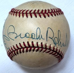 Old Baseball Stars Autographed Ball With Brooks Robinson & Tony Oliva (5) Autos.
