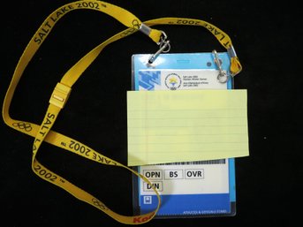 2002 Salt Lake City Winter Olympics Athlete Identification Badge