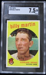 1959 Topps #295 Billy Martin Baseball Card SGC 7.5 NM