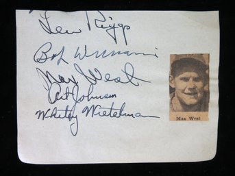 C. 1940 Baseball Multi-Signed Sheet With (5) Signatures