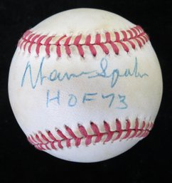 Warren Spahn Baseball Hall Of Famer Single Signed Baseball