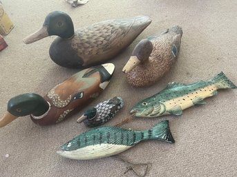 Decorative Carved Ducks And Fish