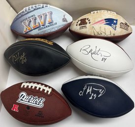 (6) New England Patriots Signed Autographed Full Size Football Lot