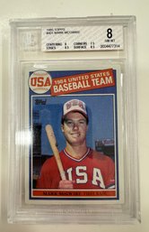 1985 Topps Mark McGwire Baseball Card Team USA Rookie Beckett 8 NM-MT