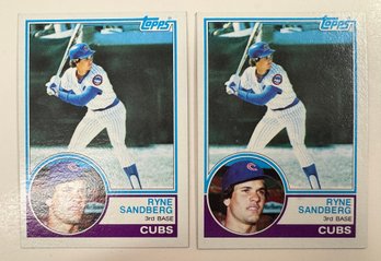 (2) 1983 Topps Baseball Ryne Sandberg Rookie Card Lot NM