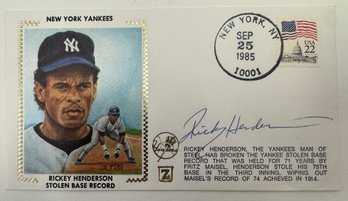 Rickey Henderson Signed Autographed Z-Silk Cachet Envelope Yankees Oakland Baseball