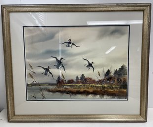 Signed Framed Watercolor Hunting Painting By CLARENCE BOYCE MONEGAR #3