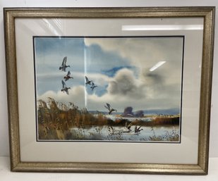 Signed Framed Watercolor Hunting Painting By CLARENCE BOYCE MONEGAR #4