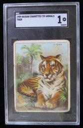 1909 Hassan Animals T29 Tiger Tobacco Card - SGC 1