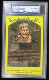 Brooks Robinson Baseball Signed Hall Of Fame Plaque Postcard - PSA/DNA
