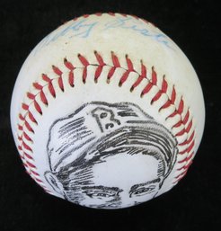 Sibby Sisti 1948 Boston Braves Single Signed Baseball W/ Artwork